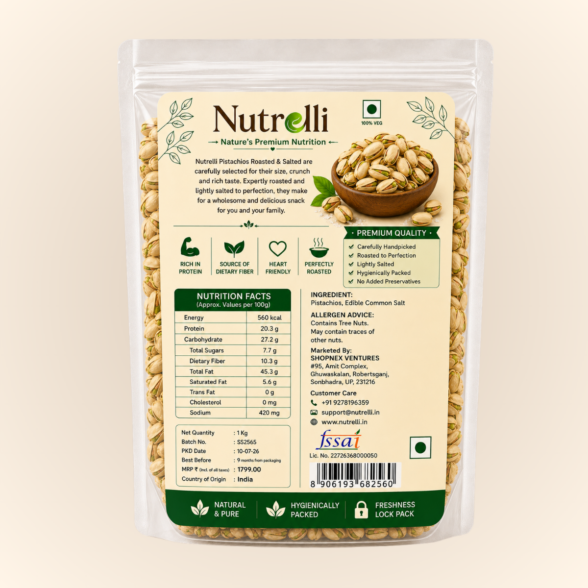 Nutrelli Premium California Pistachios (1KG)
