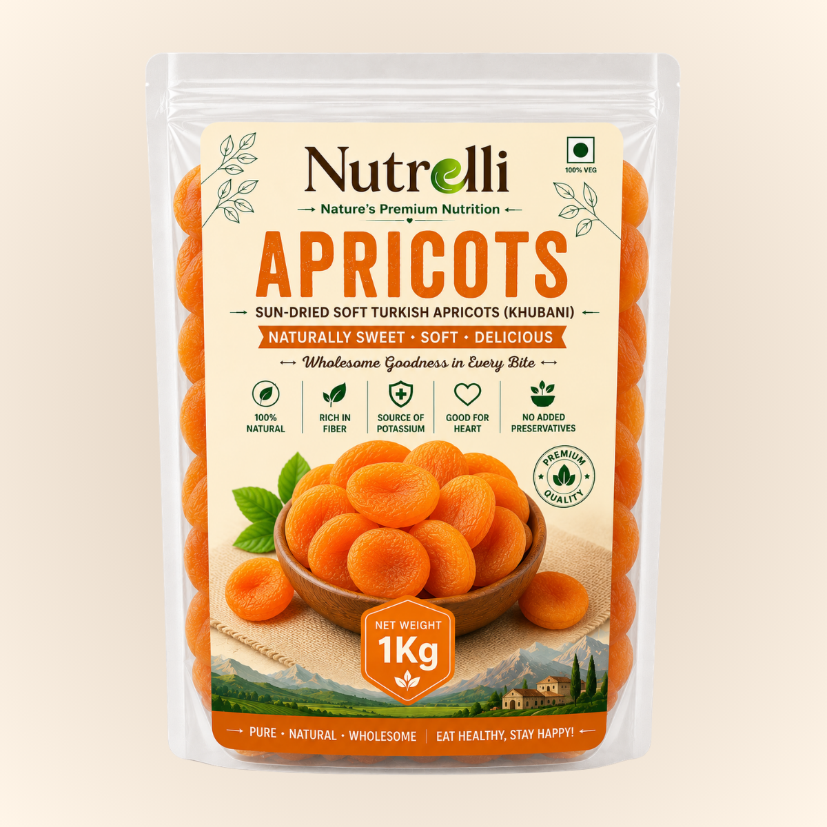 Nutrelli Premium Dried Apricots(1 Kg)