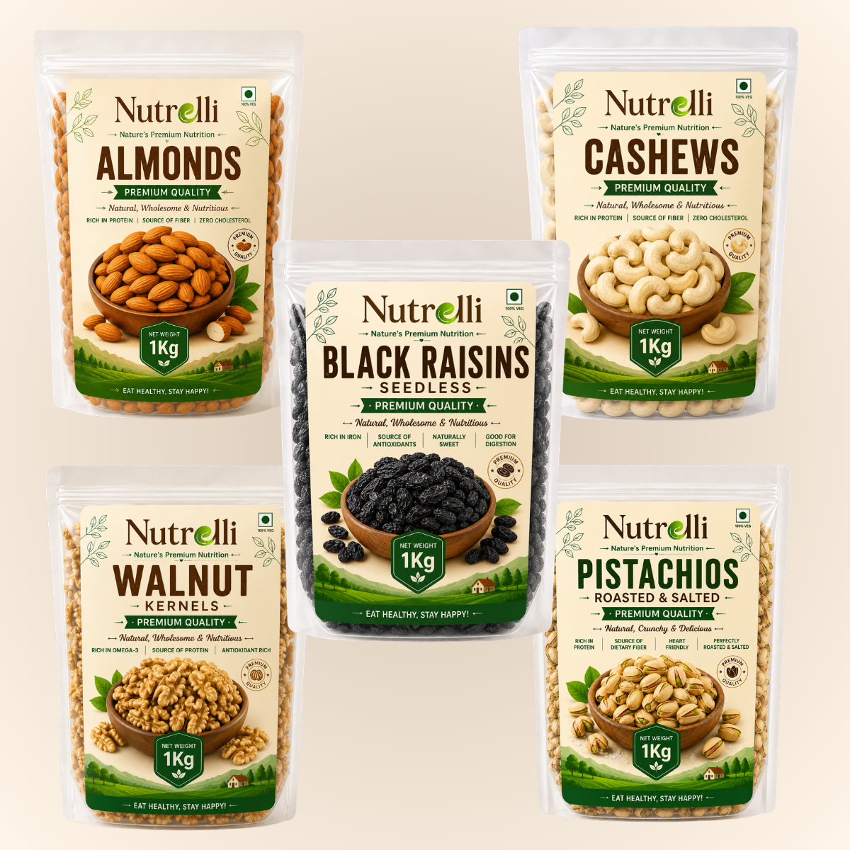 Nutrelli Premium Royal Dry Fruits Combo (5 x 1KG)