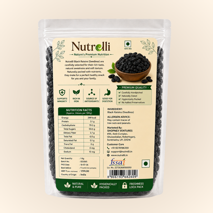 Nutrelli Premium Black Raisins(1Kg)